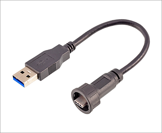 TYPE-C公/USB公 成型直式插头(卡扣式)