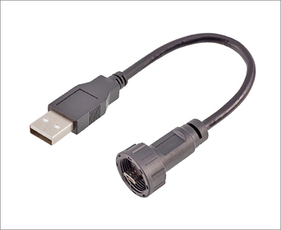 Micro USB公/USB2.0公 成型直式插头(螺纹式)