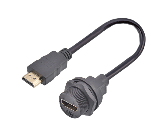 HDMI 母板后/公直式 带线插座(螺纹式)