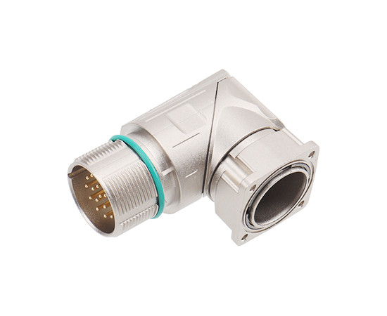 Angled M623 Signal Male Square Assembled Socket (Crimp, Mount hole 19.8x19.8)}