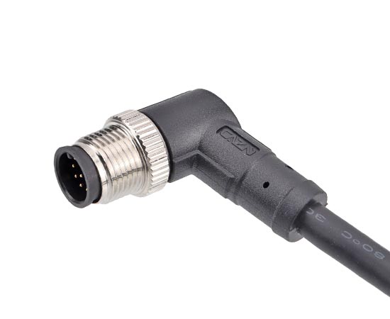 M12 Angled Male Overmolded Plug}