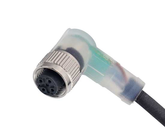 M12 Angled Female Overmolded Plug (LED)}