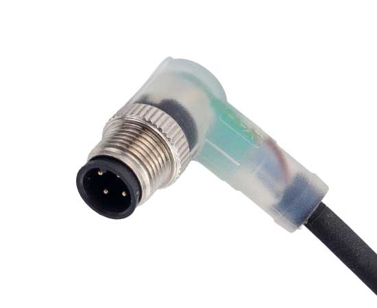 M12 Angled Male Overmolded Plug (LED)}